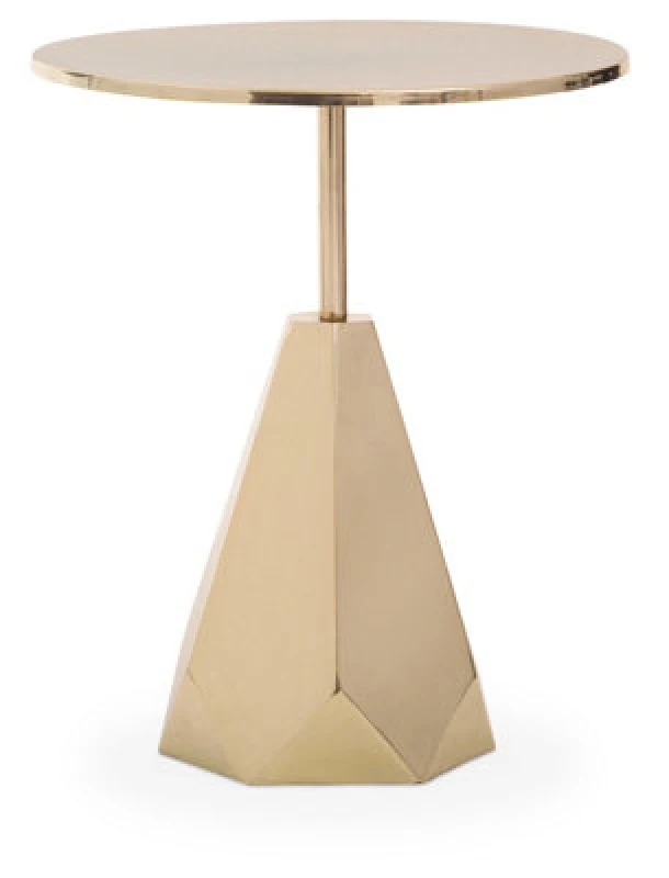 Image of Premier Housewares Shiny Gold Side Table, Sleek Top Side Table with Chunky Base, Gold Finished Bedside Table for Home, Office Gold