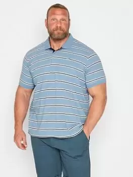 Image of BadRhino Badrhino Light Blue Stripe Polo Shirt, Blue, Size 2XL, Men