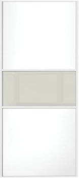 Image of Wickes Sliding Wardrobe Door Fineline White Panel and Soft White Glass - 2220 x 610mm