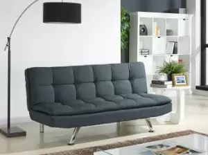 Image of Kingston Fabric Sofa Bed With Tufted Detail and Chrome Legs