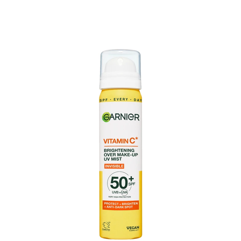 Image of Garnier Vitamin C Brightening Over Make-Up UV Mist Invisible with SPF50+ and Vitamin C 75ml