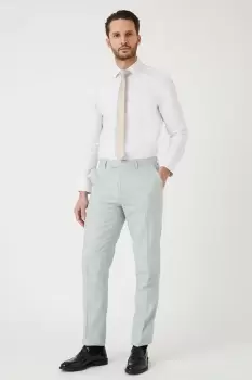 Image of Slim Fit Khaki Linen Suit Trousers