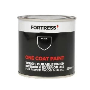 Image of Fortress One coat Black Matt Wood metal Paint 0.25L