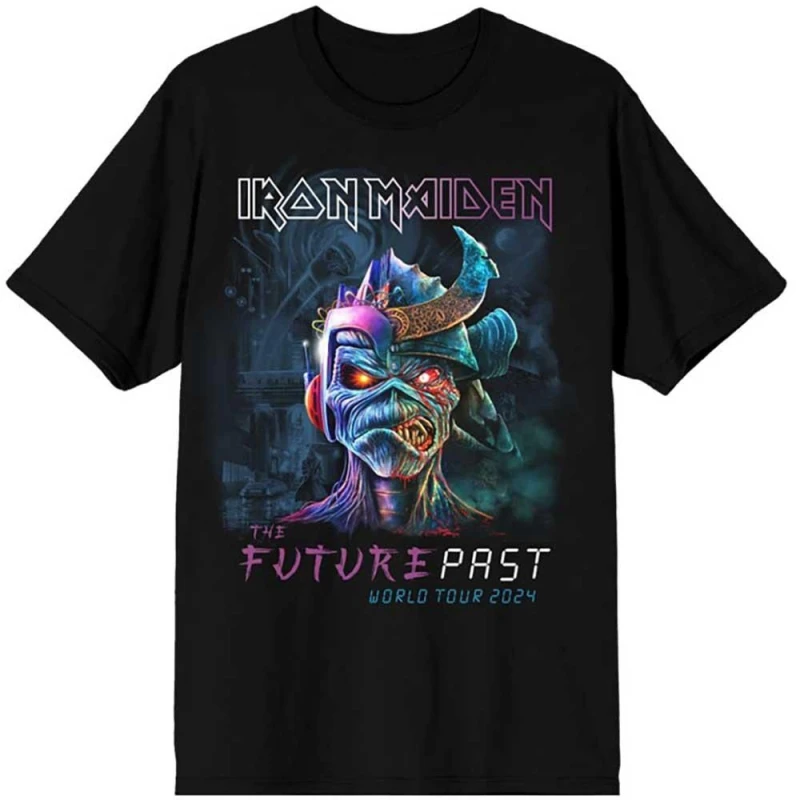 Image of Iron Maiden Mens The Future Past World Tour 24 T-Shirt in Black Size: XL Black Male XL