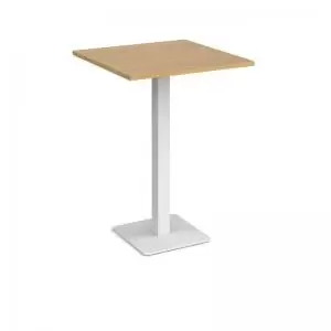 Image of Brescia square poseur table with flat square white base 800mm - oak