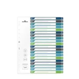 Image of Durable Index A4+ 20 Part. 1-20 with Coloured Tabs and Cover Sheet PP Printable