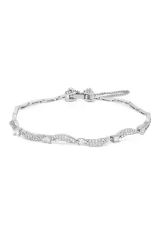 Image of Rhodium Plated Delicate Swirl Cubic Zirconia Bracelet