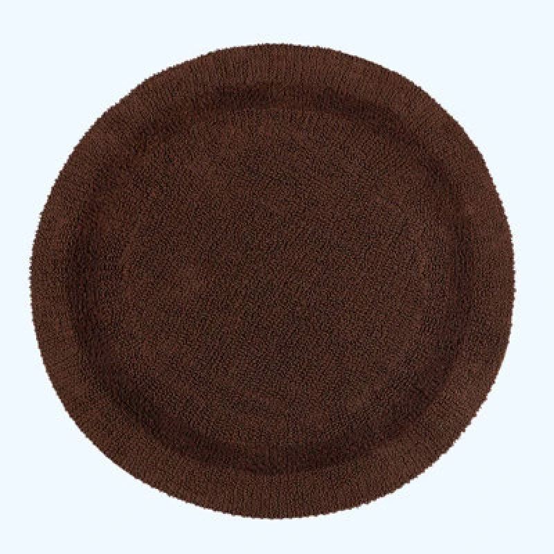Image of Homescapes Luxury Reversible Round Bath Mat - Chocolate