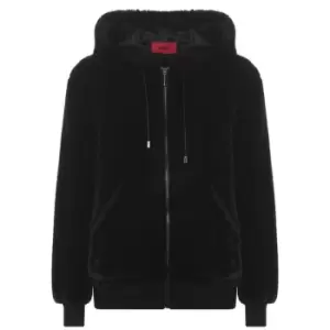 Image of HUGO Fionas 1 Fur Bomber Jacket - Black