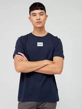 Image of HUGO Diragolino Chest Logo T-Shirt - Dark Blue, Dark Blue, Size XS, Men