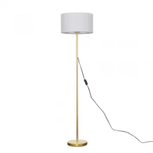 Image of Charlie Gold Floor Lamp with Large Cool Grey Reni Shade