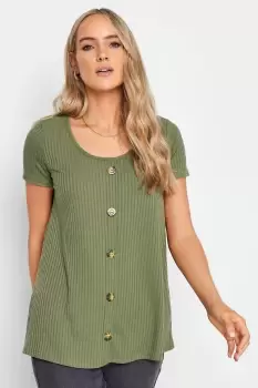 Image of Tall Ribbed Button T-Shirt