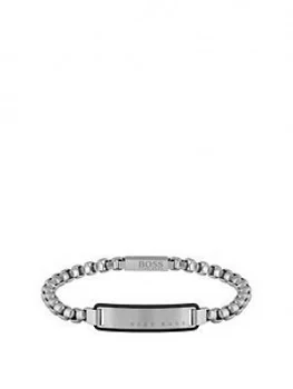 Image of Boss Id Stainless Steel Name Tag Logo Bracelet With Silicone Egde