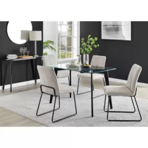 Image of Furniture Box Malmo Glass and Black Leg Dining Table & 4 Taupe Halle Chairs