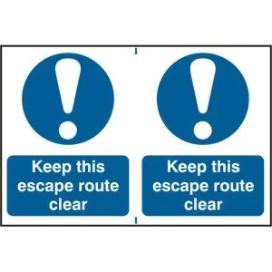 Image of ASEC Keep This Escape Route Clear 200mm x 300mm PVC Self Adhesive Sign