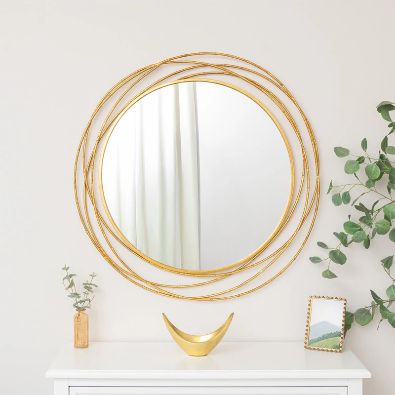 Image of Melody Maison Large Round Gold Mirror 88cm X 85cm Gold