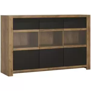 Image of Havana 3 door sideboard in Lefkas Oak with matte Black fronts - Lefkas Oak with matte Black fronts