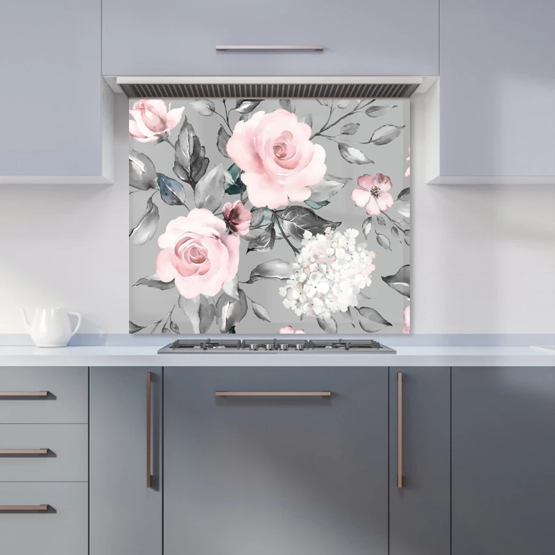 Image of Warren Reed - Designer Dusty Pink Roses Kitchen Splashback Size: 900mm x 750mm Pink Unisex 900mm x 750mm