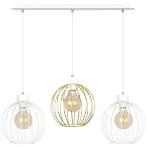 Image of Emibig Pineta White/Gold Bar Pendant Ceiling Light 3x E27