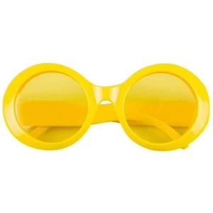 Image of Round Neon Glasses Yellow Fancy Dress Accessory