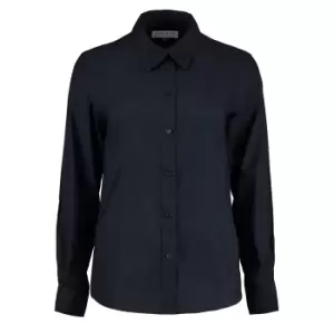 Image of Kustom Kit Ladies Workwear Oxford Long Sleeve Shirt (28) (French Navy)