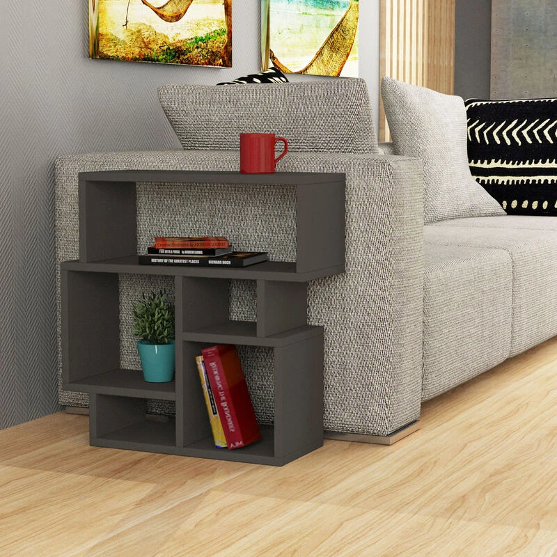 Image of DECORTIE Decortie - Karma Modern Side End Table Multipurpose With Creativeness h 60.5cm - Anthracite Grey - Anthracite Grey M.SH.11246.11