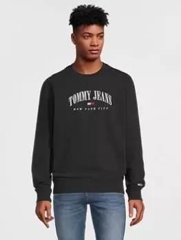 Image of Tommy Jeans TJM Small Varsity Sweatshirt - Black, Size S, Men