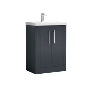 Image of Nuie Deco 600mm Floor Standing 2 Door Vanity & Basin 3 - Satin Anthracite