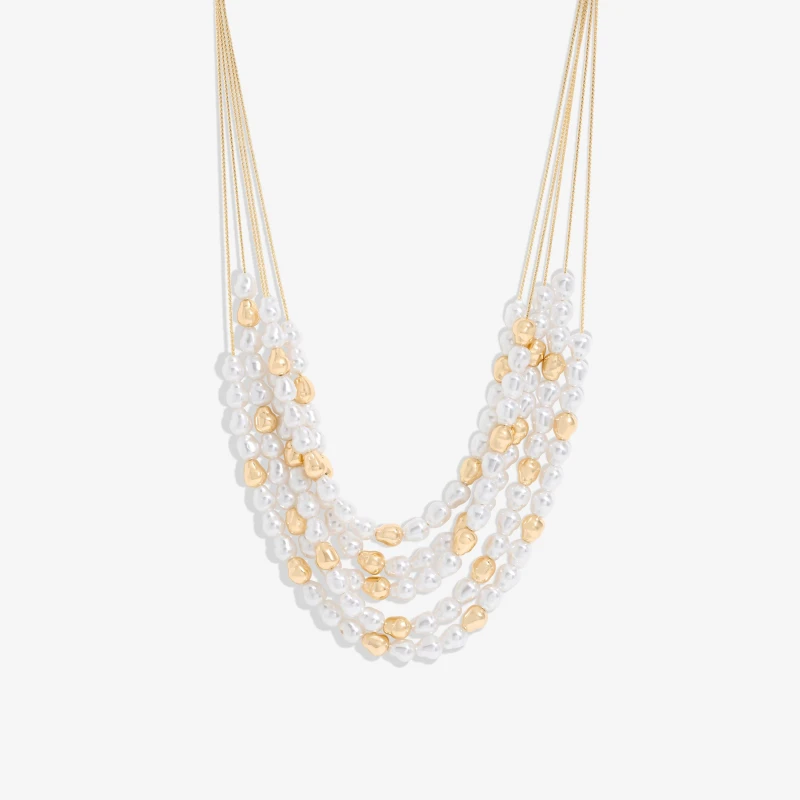Image of Mood Gold Pearl & Polished Multirow Necklace Gold