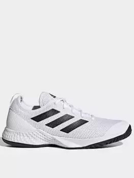 Image of adidas Courtflash Tennis Shoes, White/Black, Size 8.5, Men
