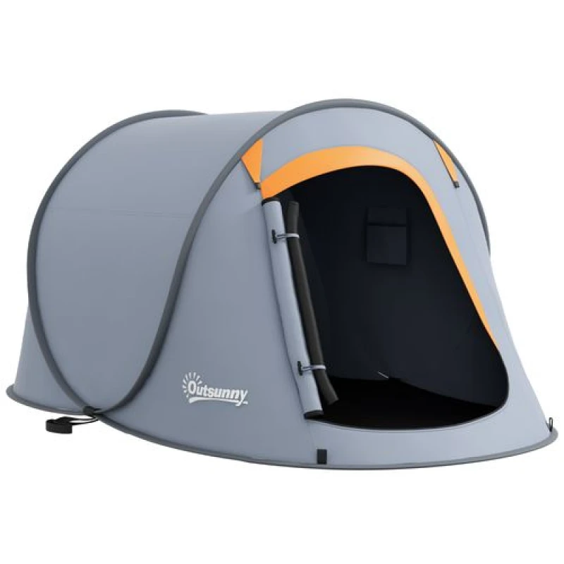 Image of Outsunny Outsunny Pop up Camping Tent for 2 Man, 2000mm Waterproof with Carry Bag, Grey