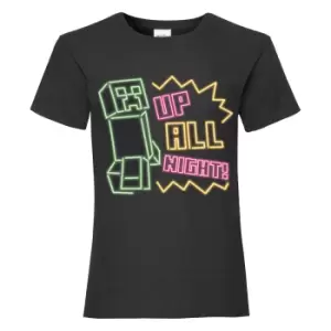 Image of Minecraft Girls Up All Night T-Shirt (7-8 Years) (Black)