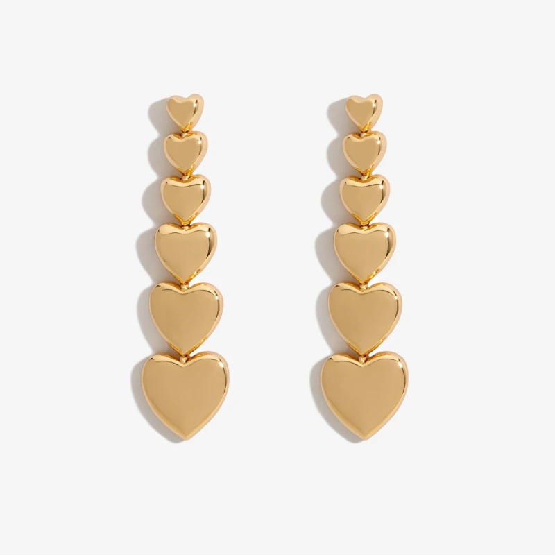 Image of Mood Gold Graduated Heart Linear Drop Earrings Jewellery Sets One Size Gold 72746410000