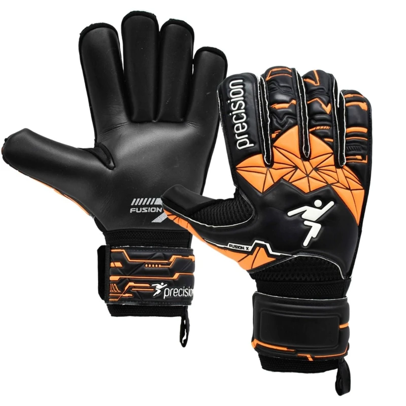 Image of Precision Precision Men Fusion X Roll Finger Protect Goalkeeper Gloves in Jet Black Size: 10 Jet Black 10 Male 5063574411332