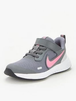 Image of Nike Revolution 5 Childrens Trainer - Grey Pink White