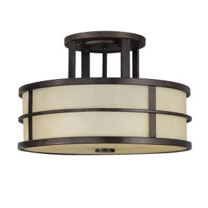 Image of 3 Light Semi Flush Ceiling Light Bronze, E27