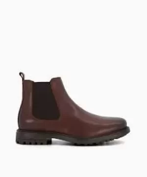 Image of Dune Brown 'Challis H' Leather Chelsea Boots - 7