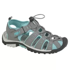 Image of PDQ Womens/Ladies Toggle & Touch Fastening Sports Sandals (6 UK) (Grey/Jade)