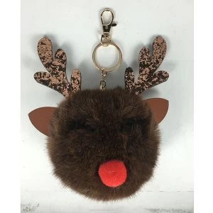 Image of Reindeer Christmas Pom Pom Keyring