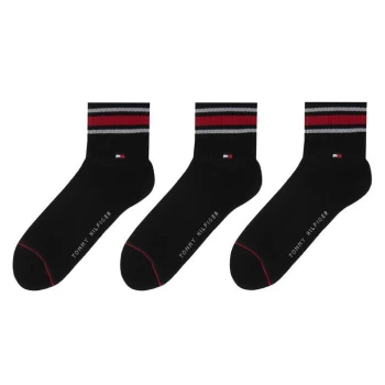 Image of Tommy Bodywear 3 Pack Sports quarter Socks Mens - Black
