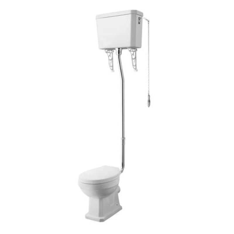 Image of Balterley Traditional High Level Toilet Pan, Cistern, Flush Pipe Kit - White White
