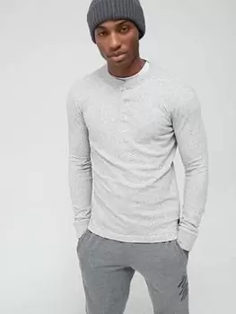 Image of Superdry Long Sleeve Grandad Top - Grey Size M Men