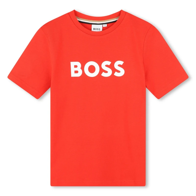 Image of Boss Large Logo Tee Juniors - Red Red 5 - 6 Years