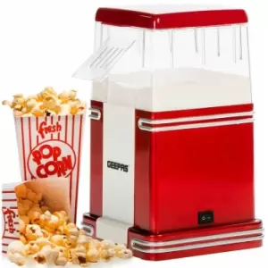 Image of Popcorn Maker Machine Retro Hot Air Fat-Free Popcorn Popper 1200W Red Geepas - Red