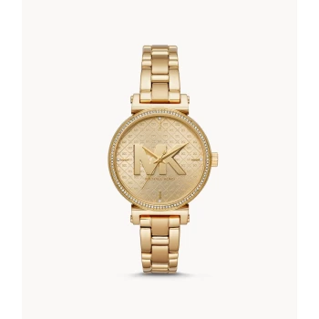 Image of Michael Kors Womens Sofie Three-Hand Gold-Tone Stainless Steel Watch - Gold