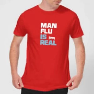 Image of Plain Lazy Man Flu Is Real Mens T-Shirt - Red - M