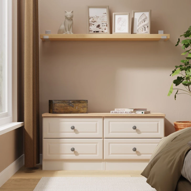 Image of Ready Assembled 2 U Surrey 4 Drawer Bed Box (Ready Assembled) in Taupe Size: Small Taupe Unisex Small