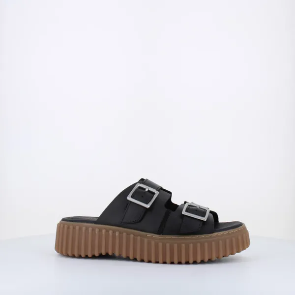 Image of Clarks Womens Torhill Leather Sandals - UK 5 Black Sandals female 26176428 5