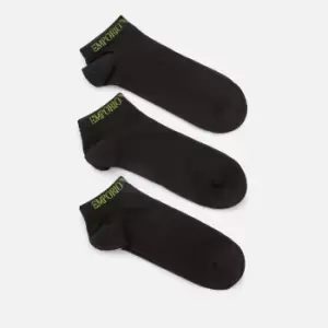 Image of Emporio Armani Three-Pack Cotton-Blend Ankle Socks - S/M