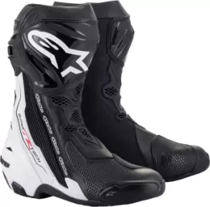 Image of Alpinestars Supertech R Motorcycle Boots, black-white, Size 46, black-white, Size 46